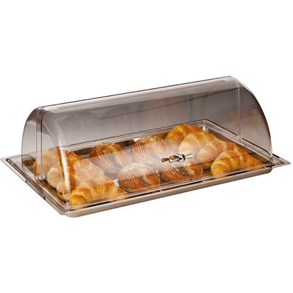 Polycarbonate roll top lid with stainless steel tray 44cm