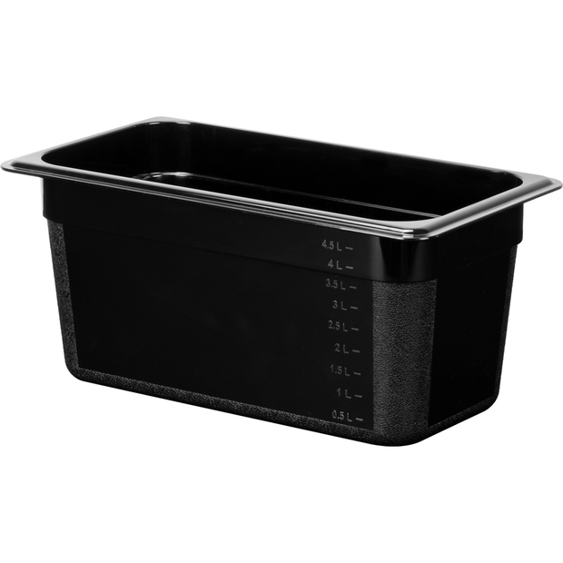 Polycarbonate gastronorm storage container GN 1/3 black 5.3 litres