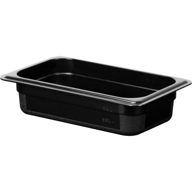 Polycarbonate gastronorm storage container GN 1/4 black 1.7 litres