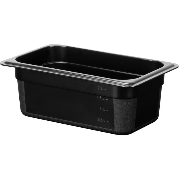 Polycarbonate gastronorm storage container GN 1/4 black 2 litres