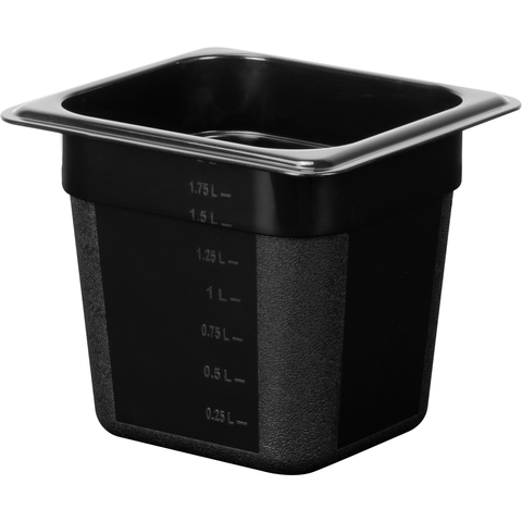 Polycarbonate gastronorm storage container GN 1/6 black 2.2 litres