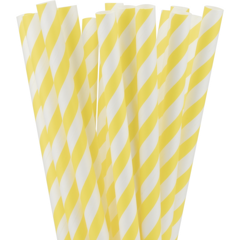 Packet of 50 Striped straws "Bubble Tea Yellow" 1.2x26cm