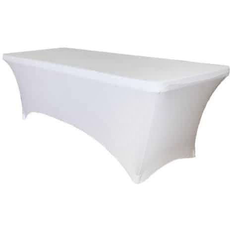 White elastic cover for catering table 244cm