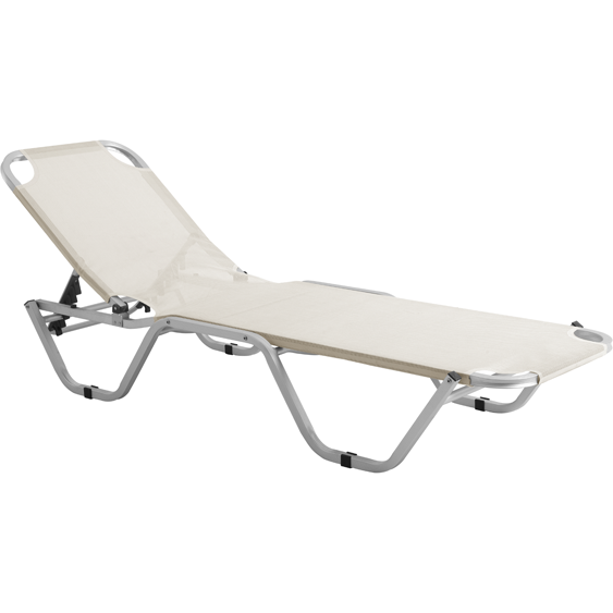 Aluminium frame sun lounger with 5 reclining position beige 196x61cm