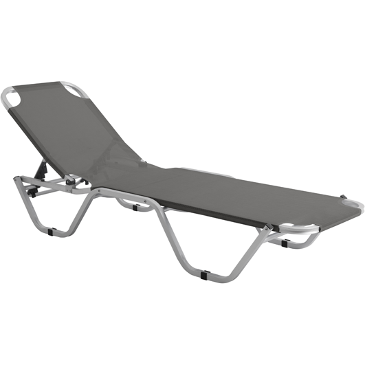 Aluminium frame sun lounger with 5 reclining positions grey 195x61cm