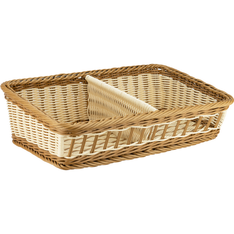 Rectangular waterproof bread basket with two compartments 49cm