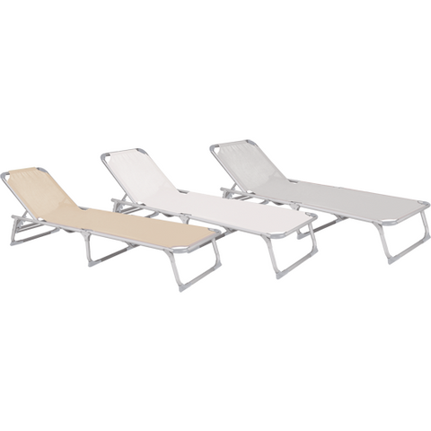 Aluminium frame narrow profile sun lounger beige 188x58cm