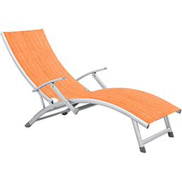 Aluminium frame sun lounger with armrest and 4 reclining positions orange 180x48cm