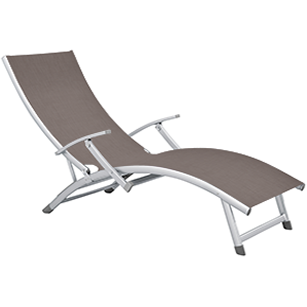 Aluminum frame sun lounger with armrest and 4 reclining positions grey 170x52cm