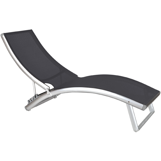 Aluminium frame sun lounger with 4 reclining positions "LUX GREY" 184x53cm