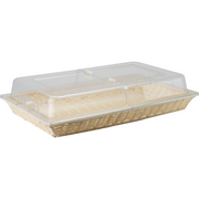 Rectangular bread basket with side opening lid 53cm