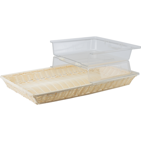 Rectangular bread basket with side opening lid 53cm