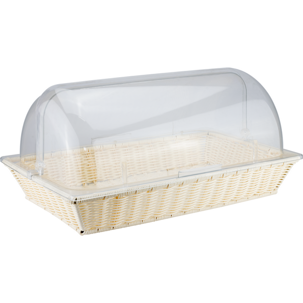 Rectangular bread basket with roll top lid 53cm