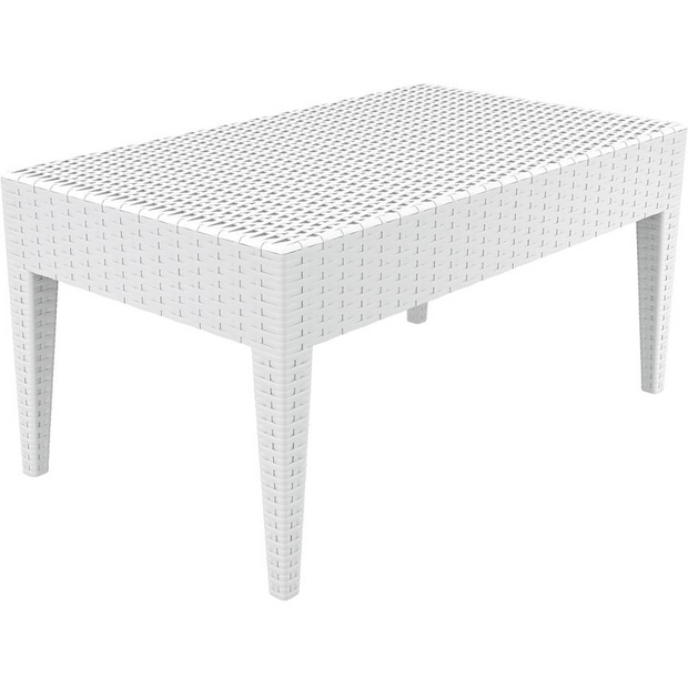 Rectangular sun bed side table white "Miami" 92cm