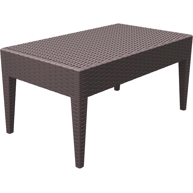 Rectangular sun bed side table brown "Miami" 92cm