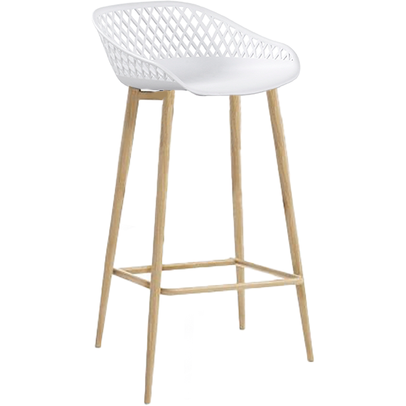 Bar chair "Tokyo" white/wood 95.5cm