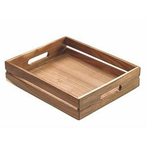 Acacia wooden crate 32.5x26cm