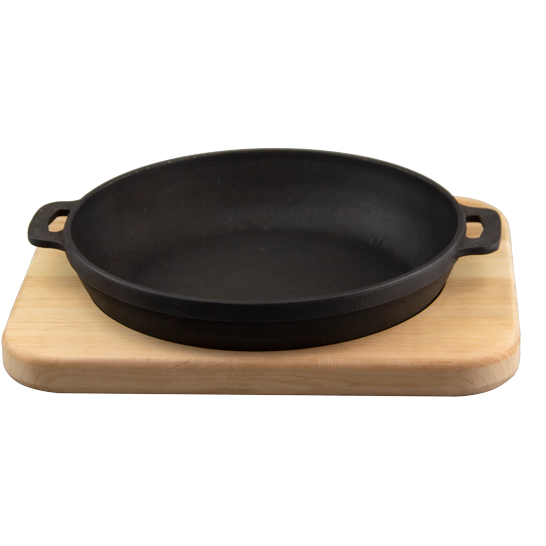 Cast iron sizzler pan with wooden board 20x4cm
