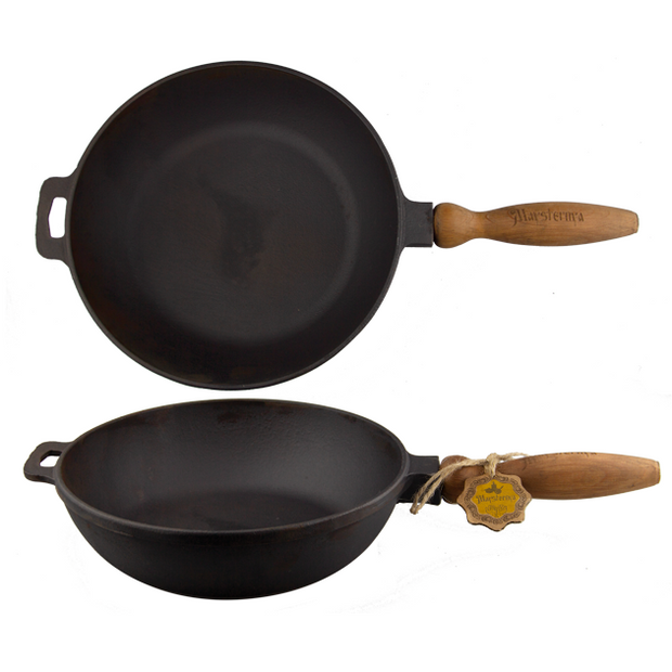 Cast iron skillet with wooden handle 24x6cm