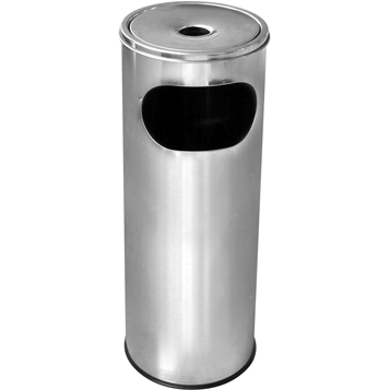 Round hotel trash can with ash tray chrome 12 litres