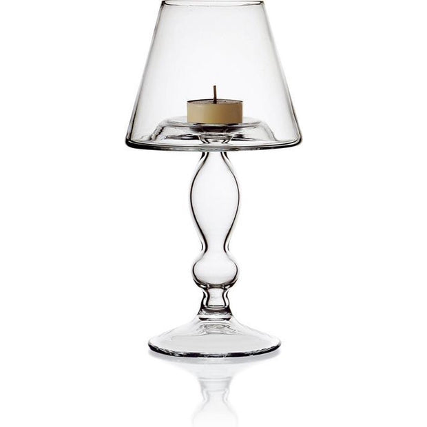 Glass candle holder with stem 23.5cm