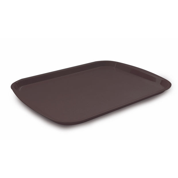 Rectangular plastic serving tray brown 44x32cm