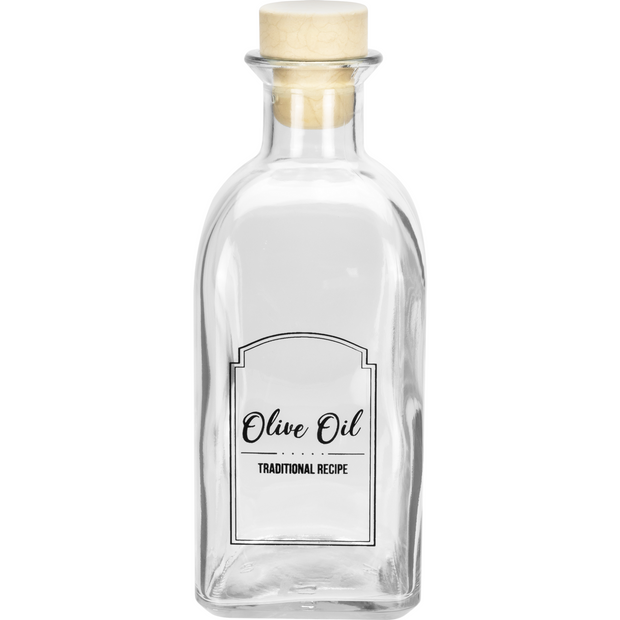 Olive oil bottle with cork lid "Mira" transparent 250ml