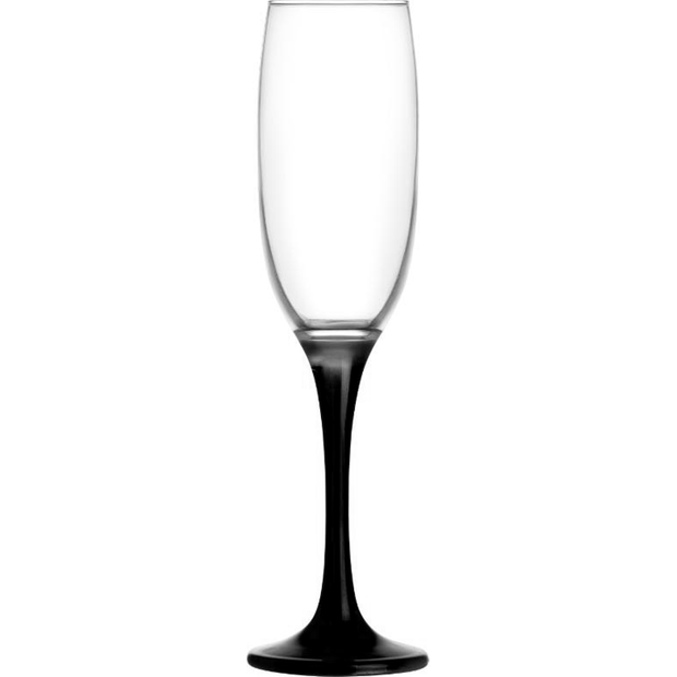 Champagne glass with black stem 220ml