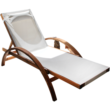 Wooden frame sun lounger with textile base and armrest 183x72cm