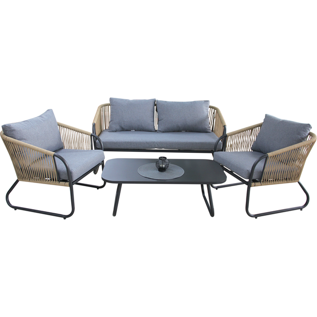 Garden furniture set with 4 pieces table + double lounge + 2 single lounges