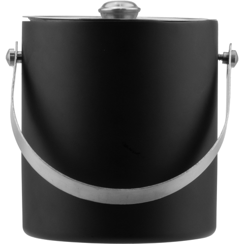 Double wall insulated ice bucket with lid and handle black 1 litre
