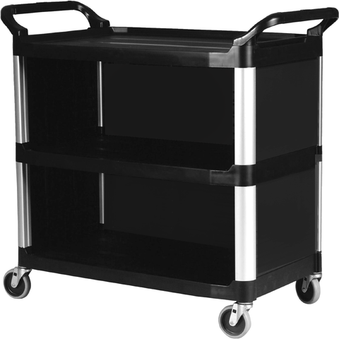 Multifunctional three level dining cart with sides black 102cm