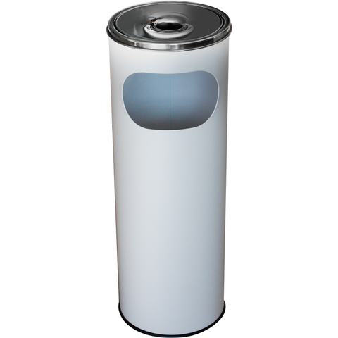 Round hotel trash can with ash tray white 12 litres