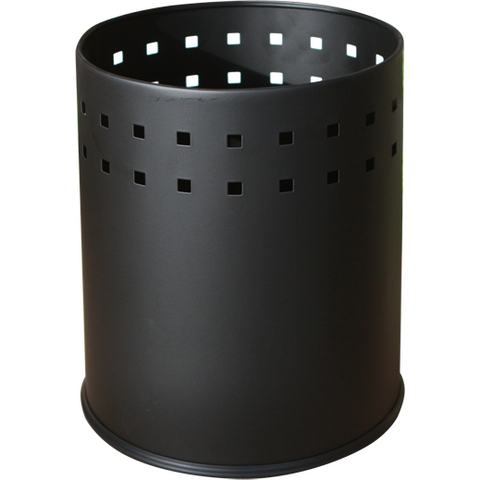 Round metal trash can black 5 litres