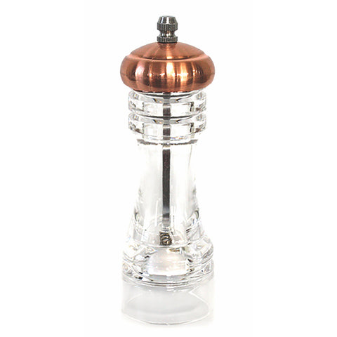 Acrylic salt/pepper mill with bronze finish top 14cm