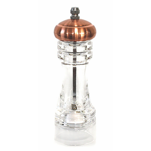 Acrylic salt/pepper mill with bronze finish top 16cm