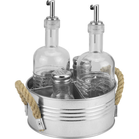 Condiment set 5 piece galvanised