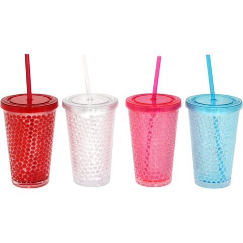 Plastic cup with straw 500ml