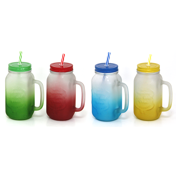 Cocktail jar with lid and straw 700ml