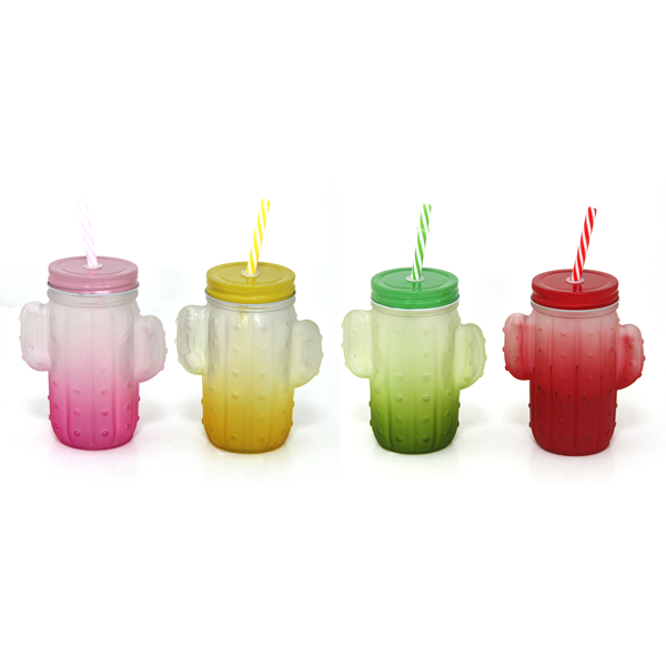 Glass cup with straw 400ml