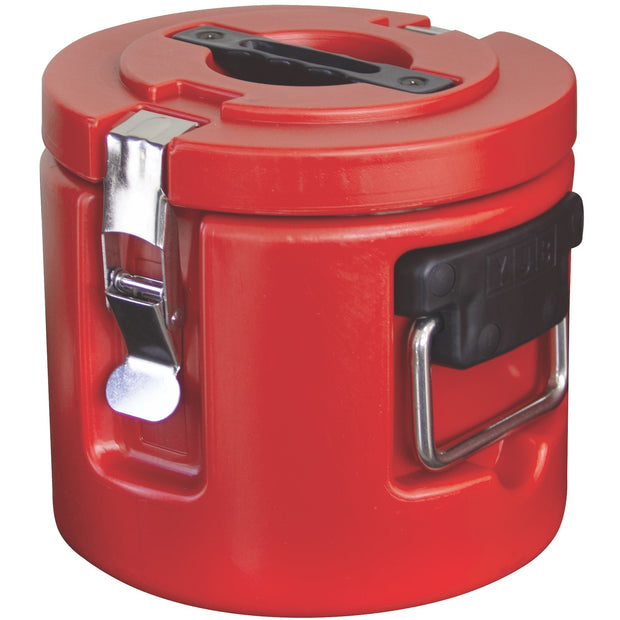 Round insulated food transport container red 7 litres
