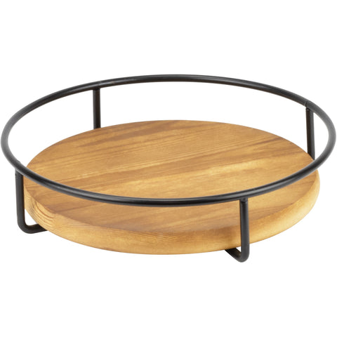 Round metal stand with wooden tray "Wood & metal" 25cm