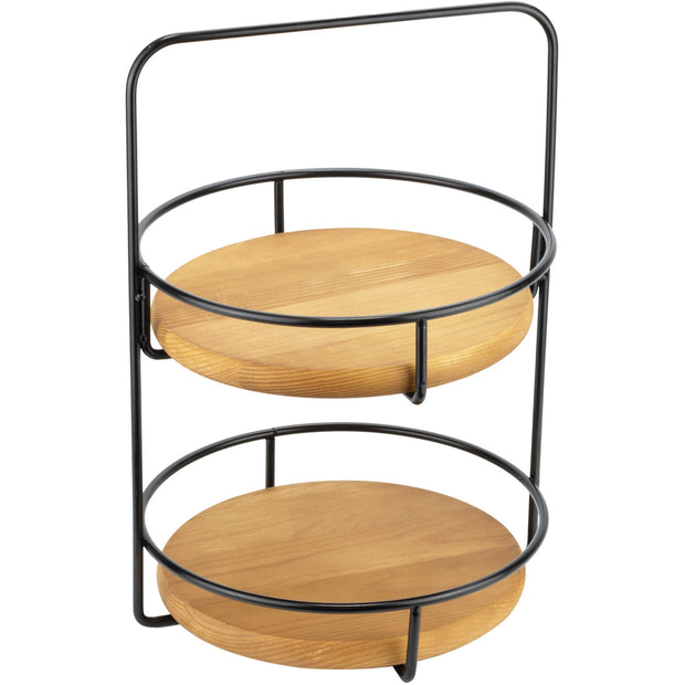 Round metal stand with 2 levels "Wood & metal" 41cm