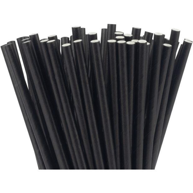 Box of 200 paper straws "Black" 0.6x19.6cm