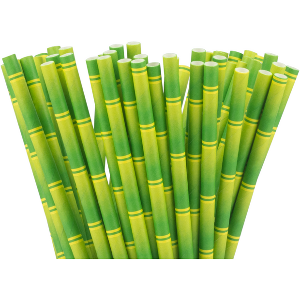Box of 200 paper straws "Green" 0.6x19.6cm