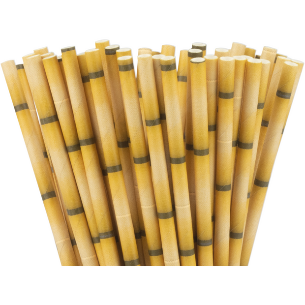 Box of 200 paper straws "Yellow" 0.6x19.6cm