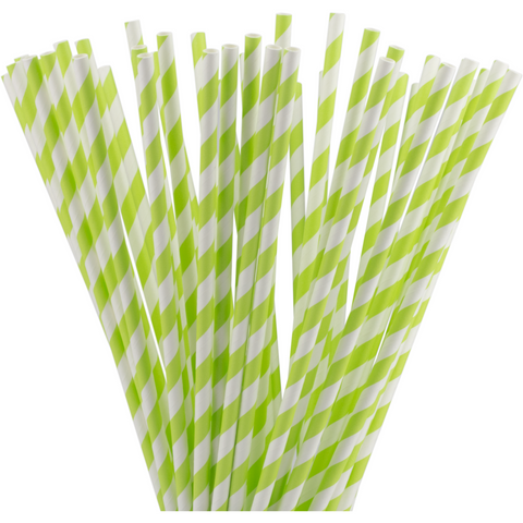 Packet of 50 Striped coloured straws 1x25cm