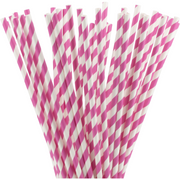 Packet of 50 Striped coloured straws 1x25cm