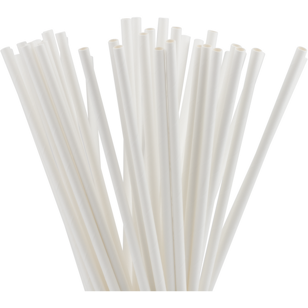 Packet of 50 white straws 0.6x26.5cm