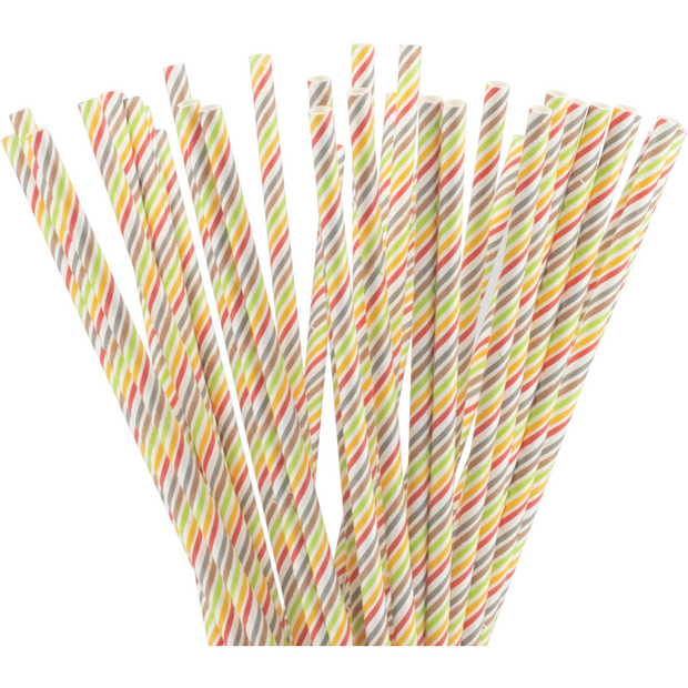 Packet of 50 multi-coloured straws 0.6x26.5cm